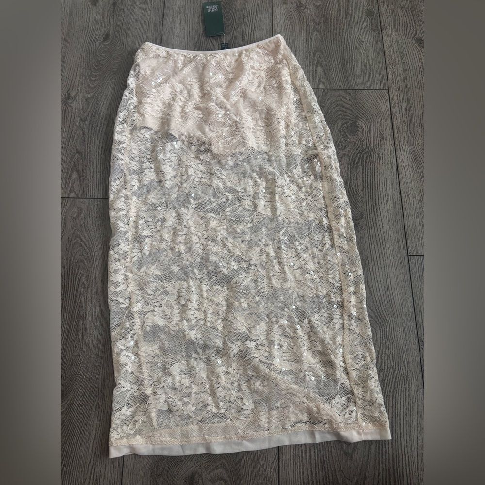 Wild fable Elegant Cream Lace sequince Skirt